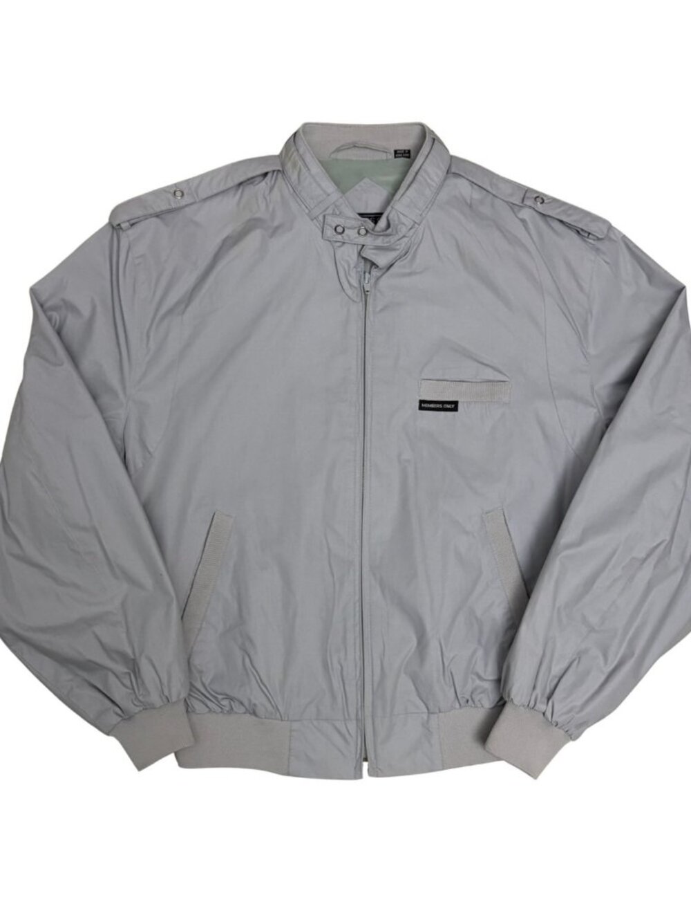 MEMBERS ONLY Vintage 90s Bomber Racer Jacket Light Grey Business Coat Men Large